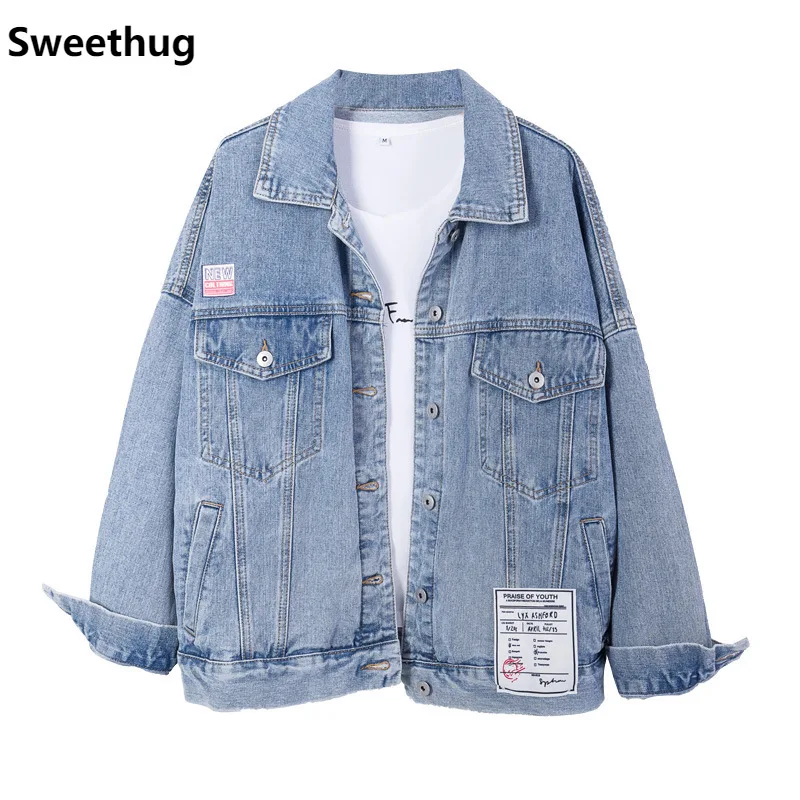 

Plus Size 5XL Denim Jacket Women 2021 New Embroidery Letter Streetwear Jeans Outwear Spring Short Jean Coat Female