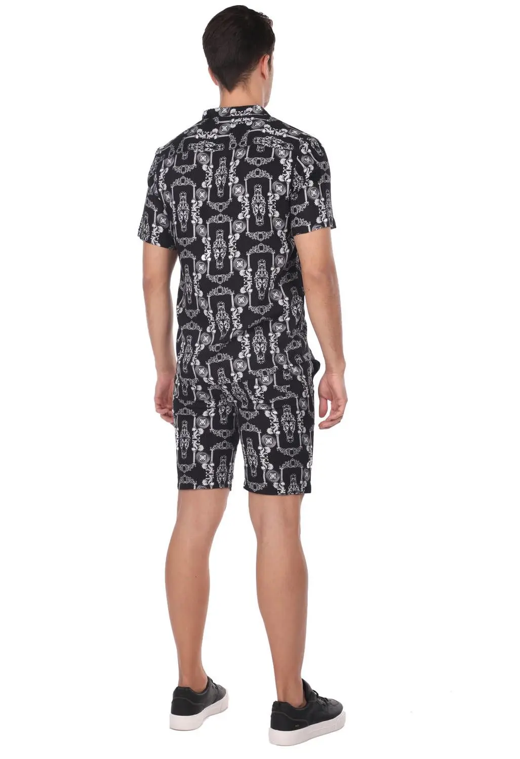 

Patterned Mens Short Shorts - Black