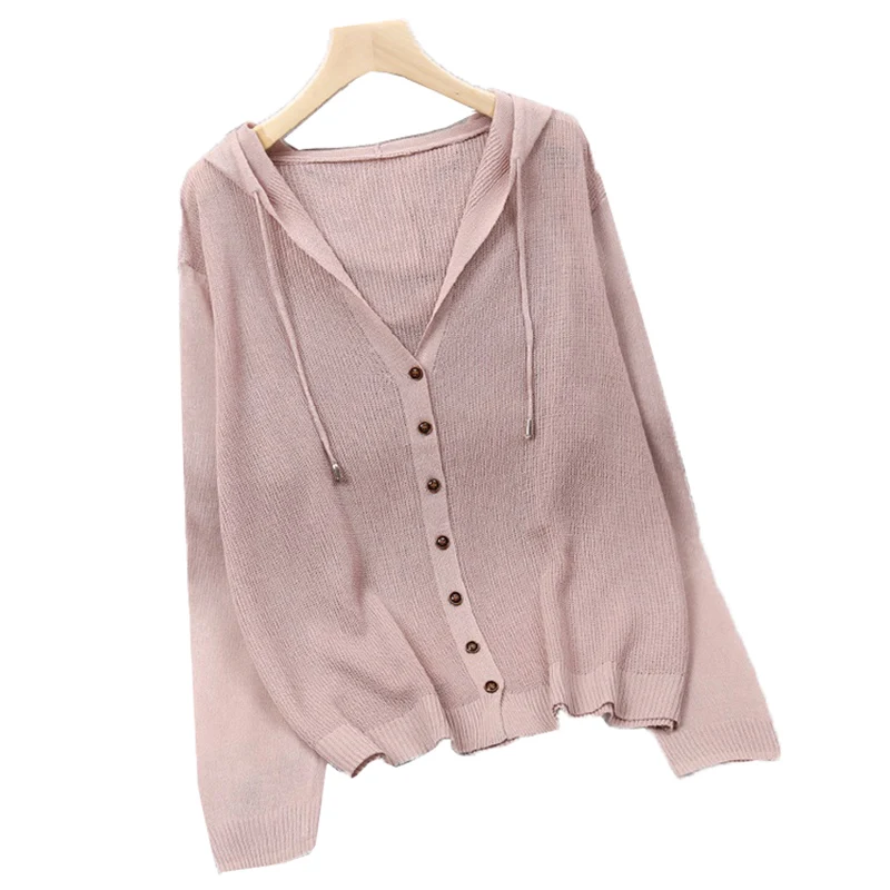 Вязаный свитер кардиган жакет Летний Новый с длинным рукавом V-образным вырезом