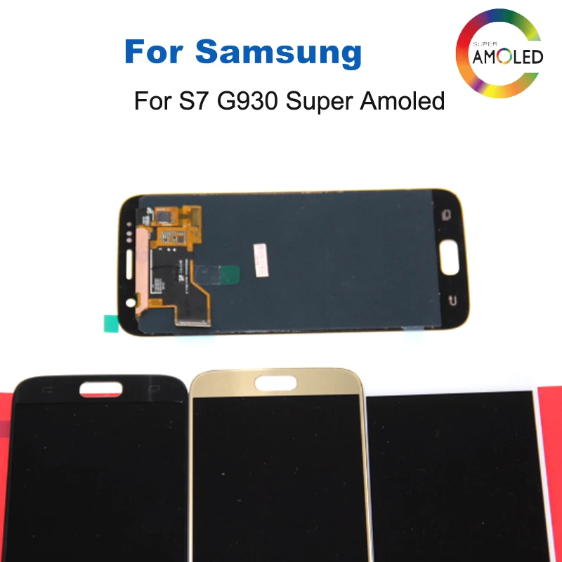 Супер AMOLED дисплей для samsung S7 G930 G930F SM-G930F ЖК-дисплей с кодирующий преобразователь сенсорного экрана в сборе наклейка