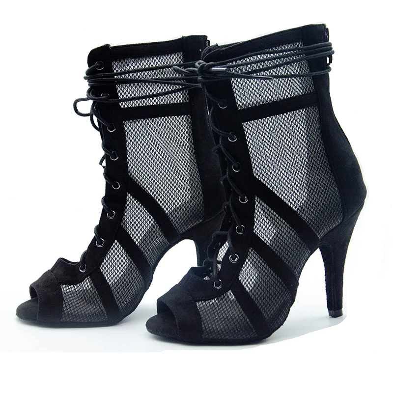 Женская танцевальная обувь в стиле хип-хоп Черная на шнуровке для бальных танцев