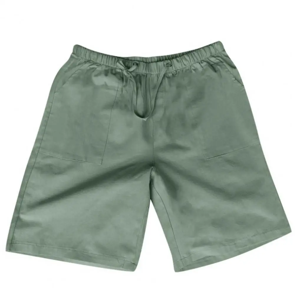 

Sports Shorts Solid Color Drawstring Men Knee Length Pockets Shorts for Fitness
