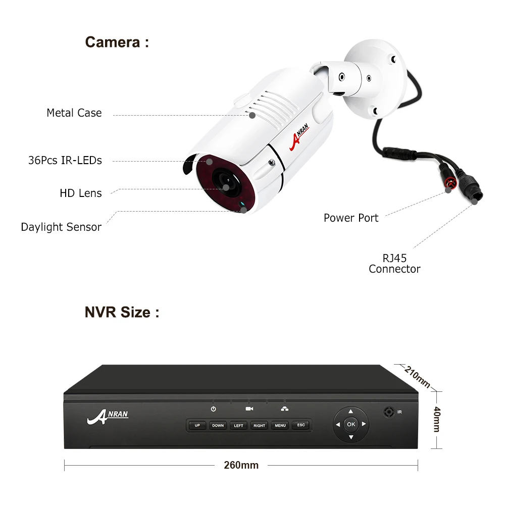 Камера видеонаблюдения наружняя камера 5 МП PoE 1920P 8 каналов NVR | Безопасность и