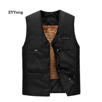 winter vest coat men business leisure add cashmere thicken waistcoat work cold protection keep warm black jacket clothing