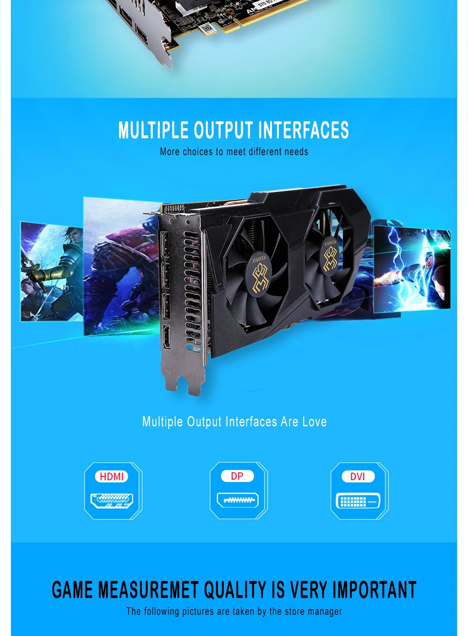 Для Radeon RX570 8GB 256bit GDDR5 PCI Express x16 3,0 D5 настольный компьютер ПК игровая видеокарта внешние видеокарты