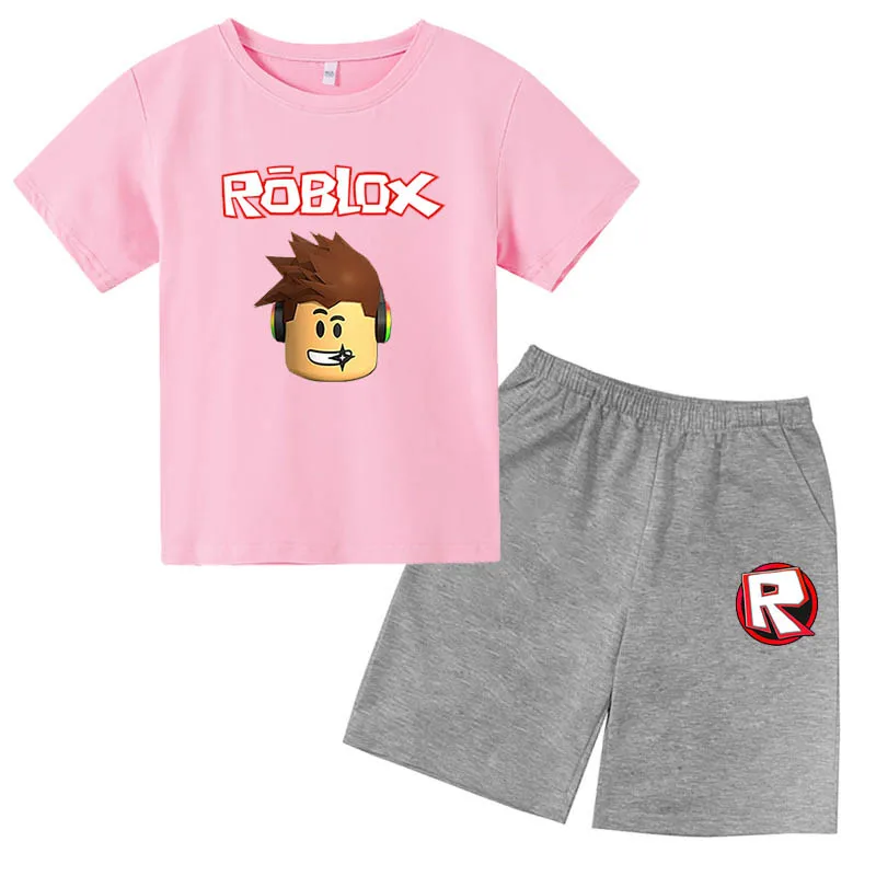 

Cute Robloxing Toddler Girls Boys Summer Cotton Short Sleeve T Shirt Shorts Kids Sports T shirt +Pants 2-piece set Baby Clothing