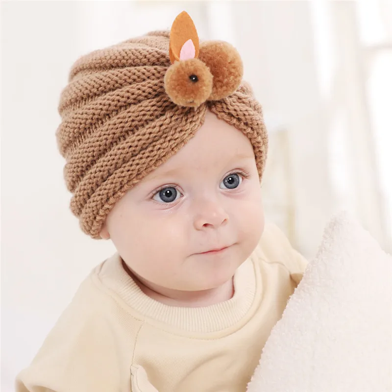 

Candy Color Kids 3D Bunny Hat for Girls Boys Autumn Winter Baby Beanie Kids Cap Elastic Family Warm Knitted Parent Children Hats