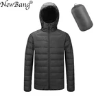Брендовое мужское хлопковое пальто NewBang светильник Кая хлопковая куртка для мужчин с капюшоном, водонепроницаемая теплая искусственная кожа с сумкой для переноски