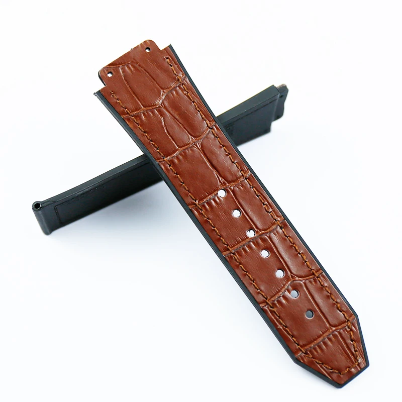 Watch accessories men's 19mm x 25mm leather strap for Hublot series fashion business 22mm buckle ladies rubber sports strap