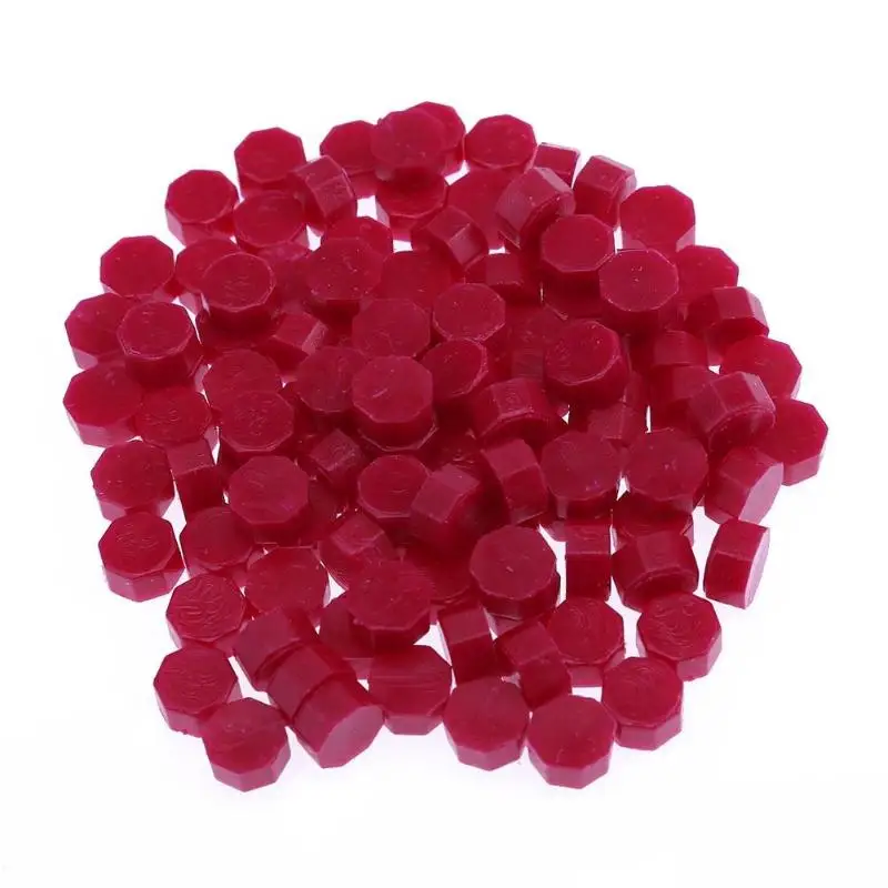 Wine Red 100 шт./компл. Ретро восьмиугольная штамповка запечатывания восковых бусин сургучные штампы для конвертов документов украшение для свадебного приглашения - Цвет: Wine Red