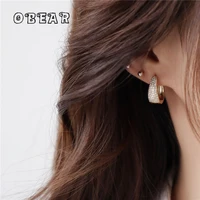 obear 14k real gold plating exquisite sparkling crystal stud earrings women noble elegant anniversary jewelry