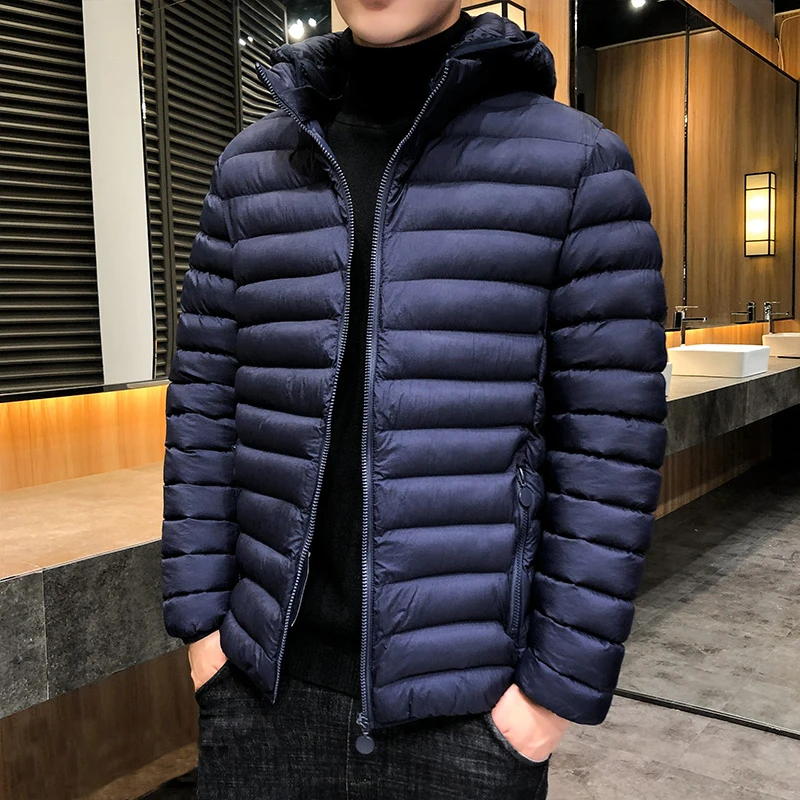 

Mens Winter Down Jacket Men 2020 New Waterproof Hooded Warm Jacket Soft Shell Windproof Solid Color Puffer Jacket For Men
