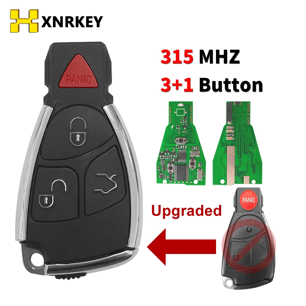 

XNRKEY 4 Buttons 315Mhz Remote Key For Mercedes Benz B C E ML S CLK CL Chrome Style Modified Rreplacements