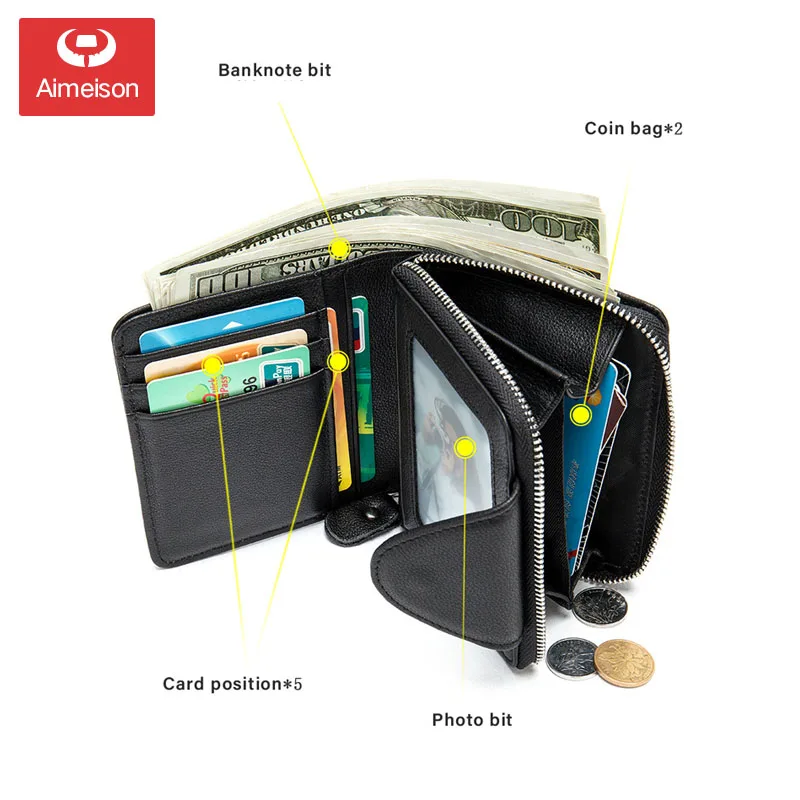 Модный короткий кошелек для мужчин мужской однотонный из натуральной кожи