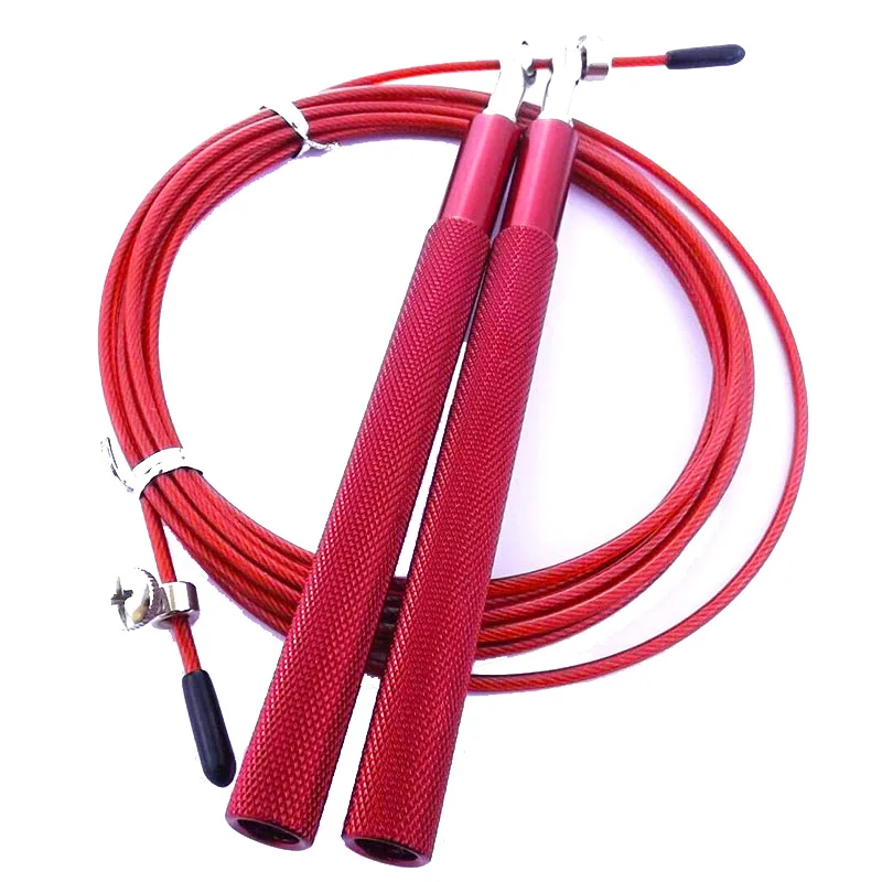 metal handle red Серебряный 3 м Регулируемый Скакалка Corda Crossfit из нержавеющей стали Спорт Тренажерный зал одна скорость пропуска веревка Обучение Фитнес оборудование - Цвет: metal handle red