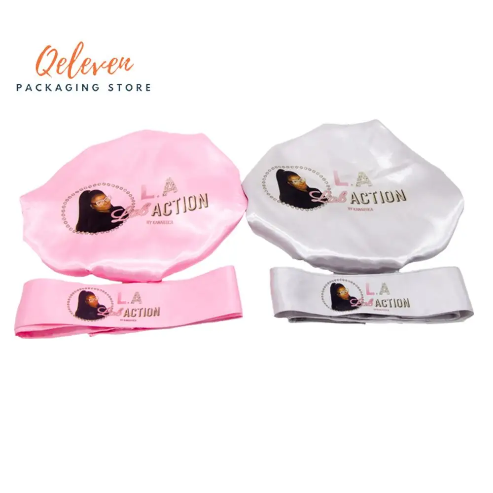 Индивидуальные печати логотипа bonnets 2 слоя полиэстер атласный Женский