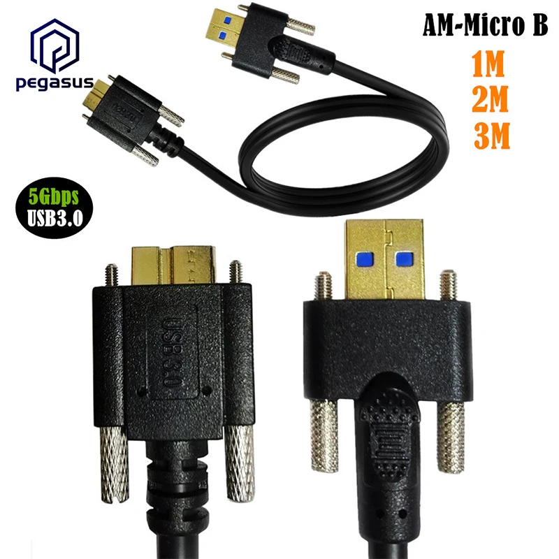 USB 3 0 A папа к Micro B с двойным винтовым фиксирующим жестким диском м3 кабель для
