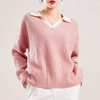 cashmere sweater womens polo neck knitted sweater 100 pure cashmere long sleeved pullover fashion oversized ladies top