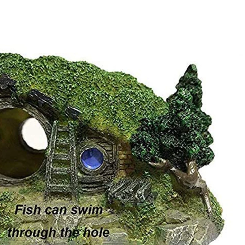 Аквариум Украшение дом под рептилию отверстие домик убежище аквариум орнамент