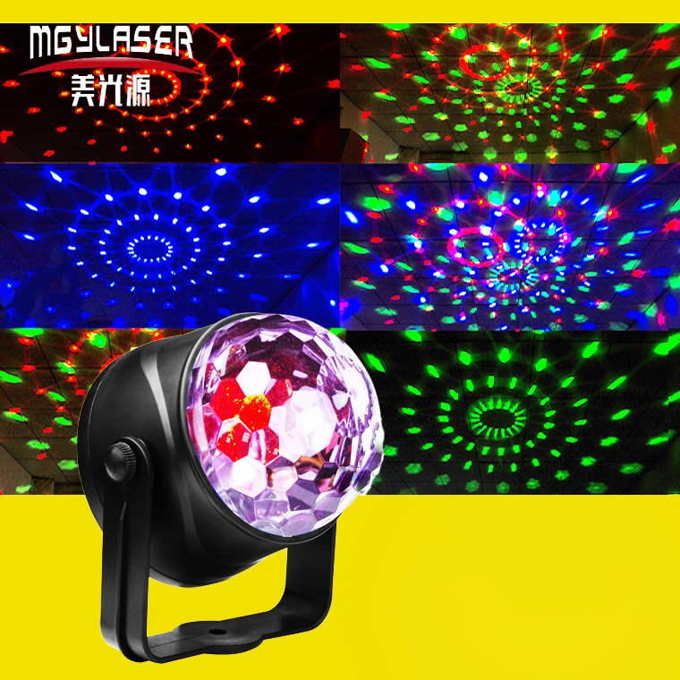 

Светодиодный маленький волшебный шар с дистанционным управлением, миниатюрный цветной поворотный сценический лазерный светильник Ktv вече...