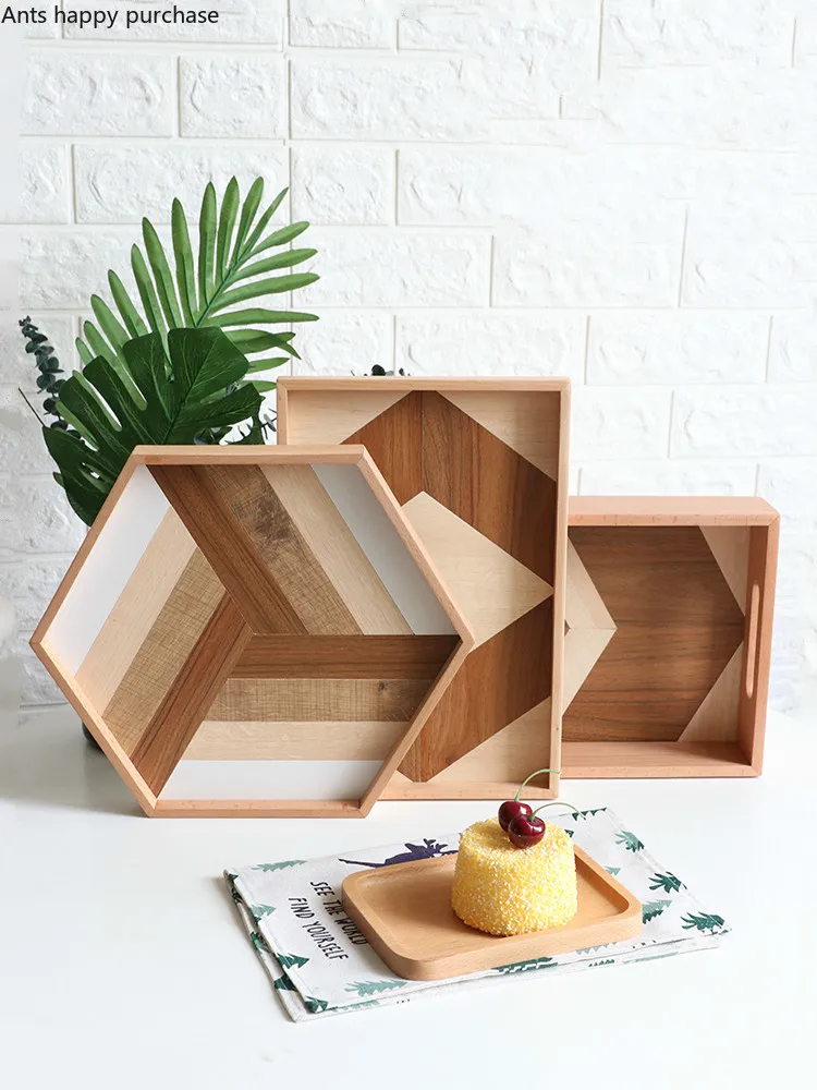 Креативные сращивающиеся деревянные поднос для чая кухонные организации