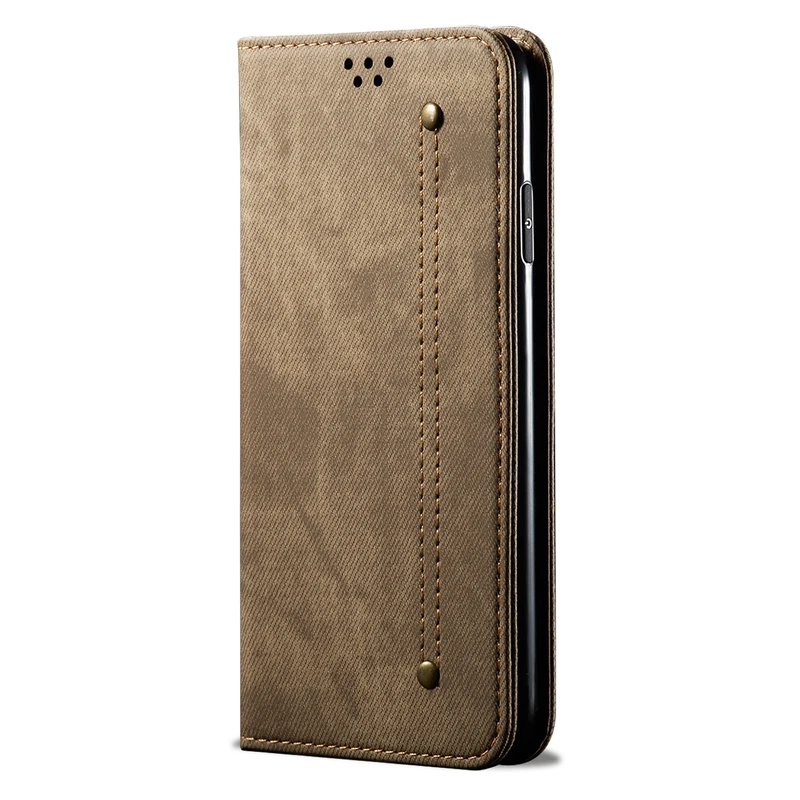 Khaki Чехол-Кошелек для Xiaomi Redmi Note 8T 8 Pro, Магнитный чехол-книжка, откидная крышка для Redmi 8, джинсовые кожаные сумки, подставка, держатель для карт - Цвет: Khaki
