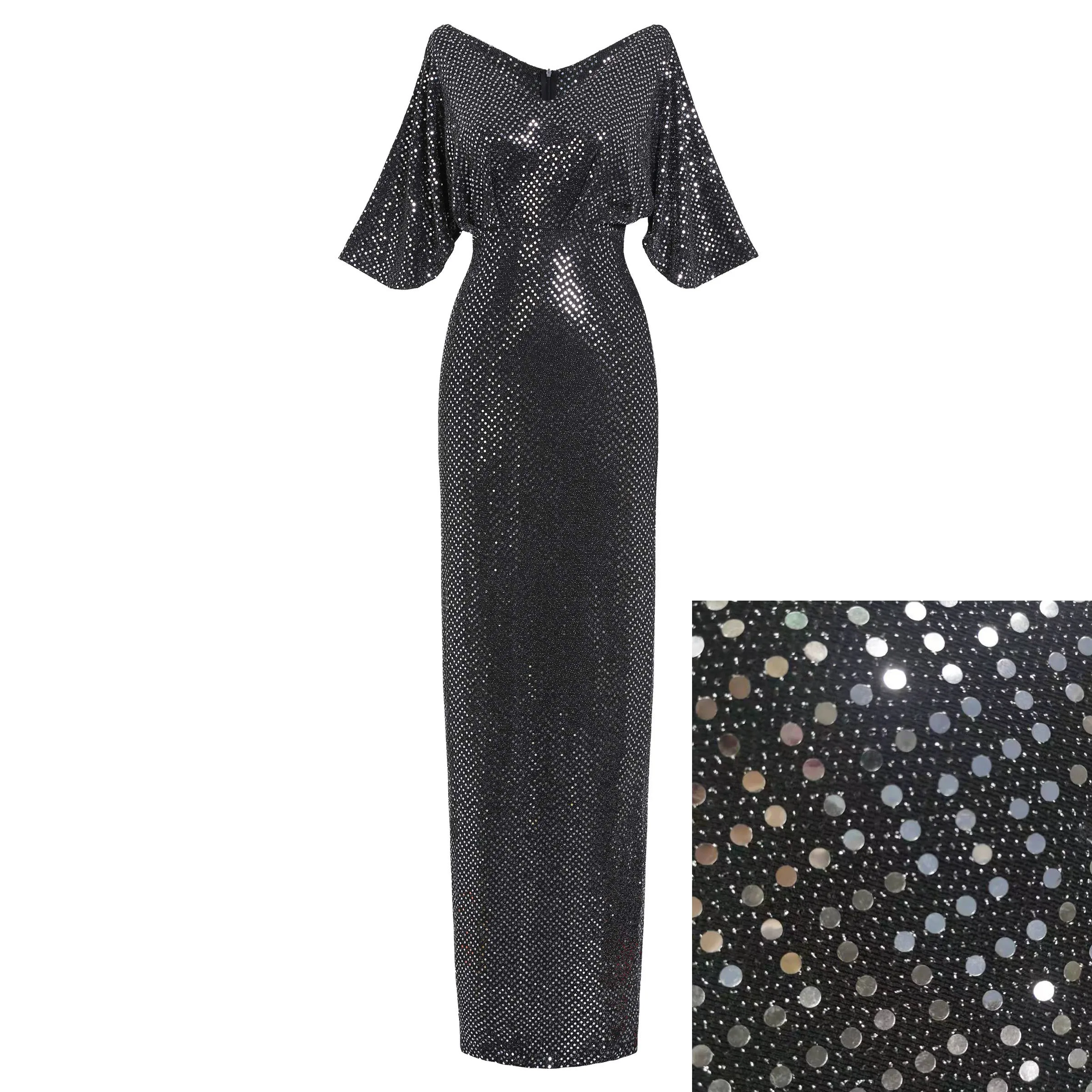 Grey-Round Sequins Summer Sexy Club Luxury Gray Party Women Long Pencil Dresses Tunic High Waist Backless Female Sequin Glitter Evening Maxi Dress - Цвет: Grey-Round Sequins