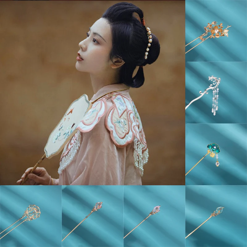 

Classic Retro Hairpins Elegant Bridal Wedding Tiara Tassel Chinese Traditional Flower Shape Headwear Jewelry Hair Accessories