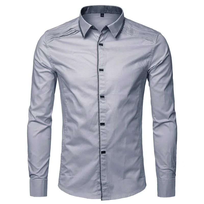 Мужская рубашка из 100% хлопка брендовая Новинка мужские рубашки с металлическими