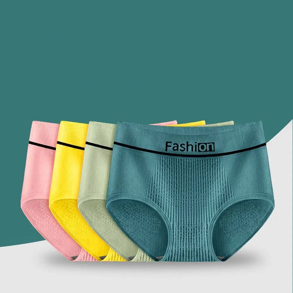

Solid Color Ladies Mid-waist Nylon Underwear Thread Briefs Women Panties