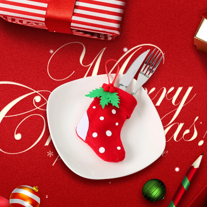 1/2/3/4Pcs 2019 New Fashion Cute Christmas Decorations Party Strawberry Candy Socks Xmas Gifts Bag | Дом и сад