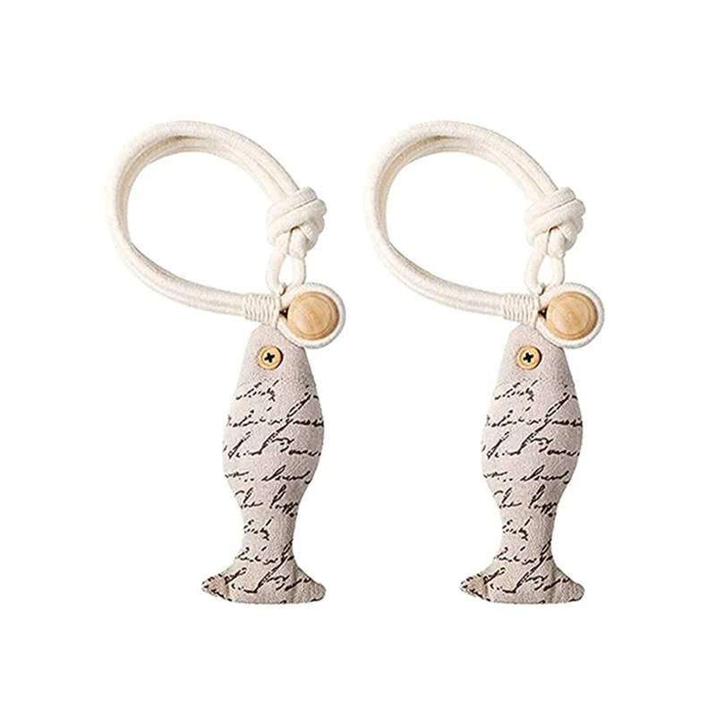

2 Packs Of White Magnetic Soft Curtain Tie Cotton Hand-Woven Tie Buckle Vintage Tie Back With Durable Wooden Buckle