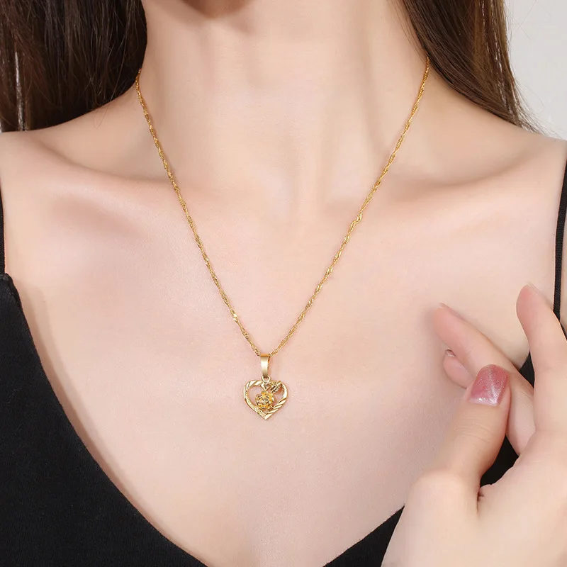 Gold Necklace Pendant Heart For Women Female Fashion Jewelry With Chain New 2020 | Украшения и аксессуары