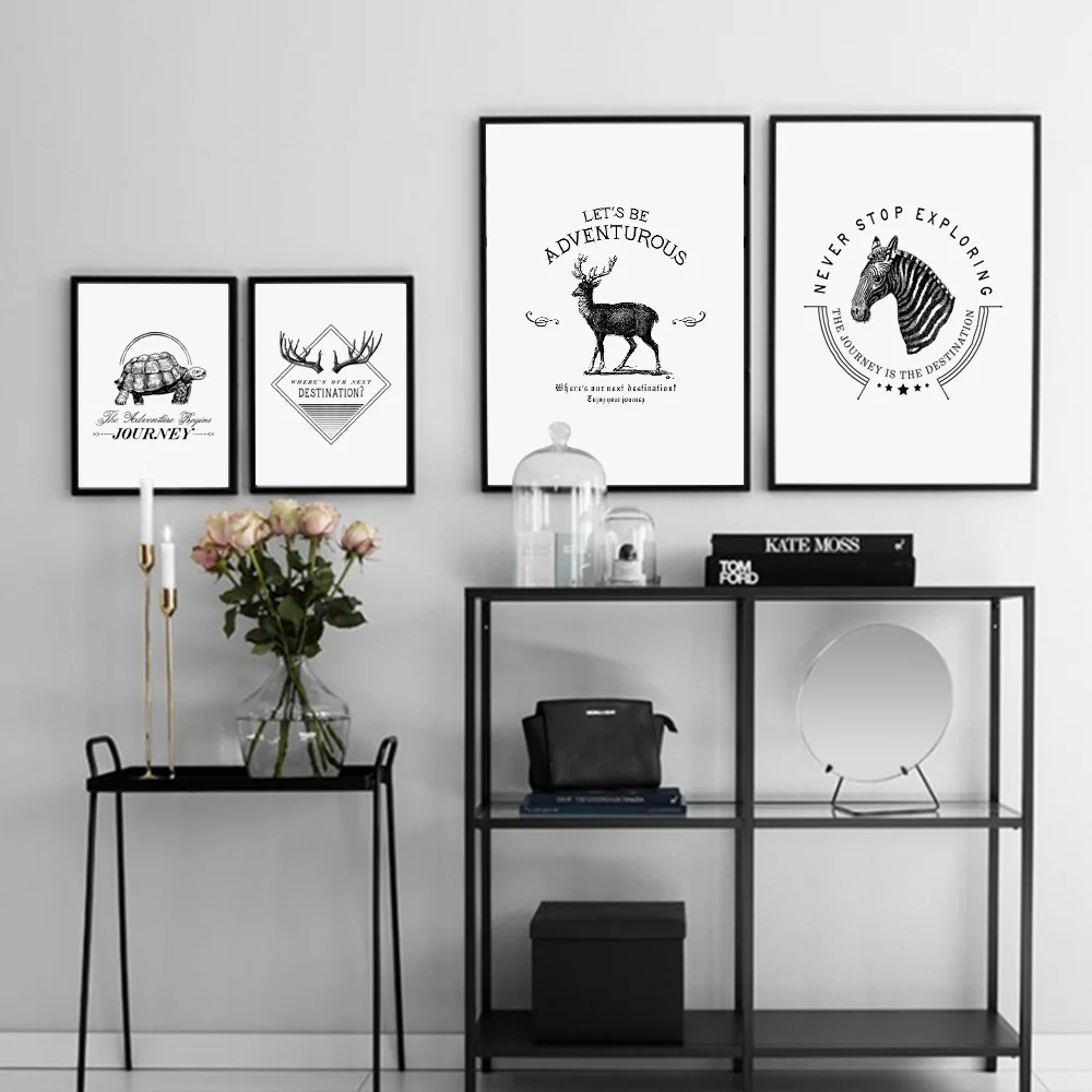 

Cartoon Zebra Deer Journey Adventure Nordic Posters and Prints Wall Art Canvas Painting Wall Pictures For Living Room Home Decor