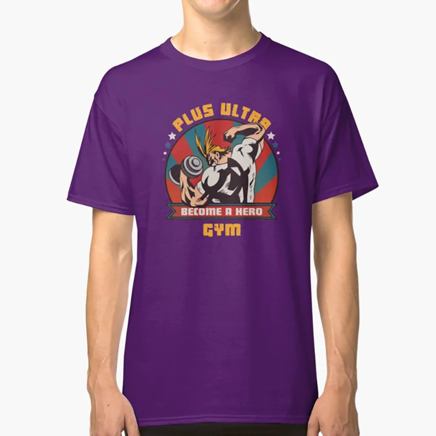 Фиолетовый Футболка hero Academy Plus Ultra Gym all might boku no hero Academy bnha mha plus ultra oru maito Аниме Манга отрицательное пространство - Цвет: Фиолетовый