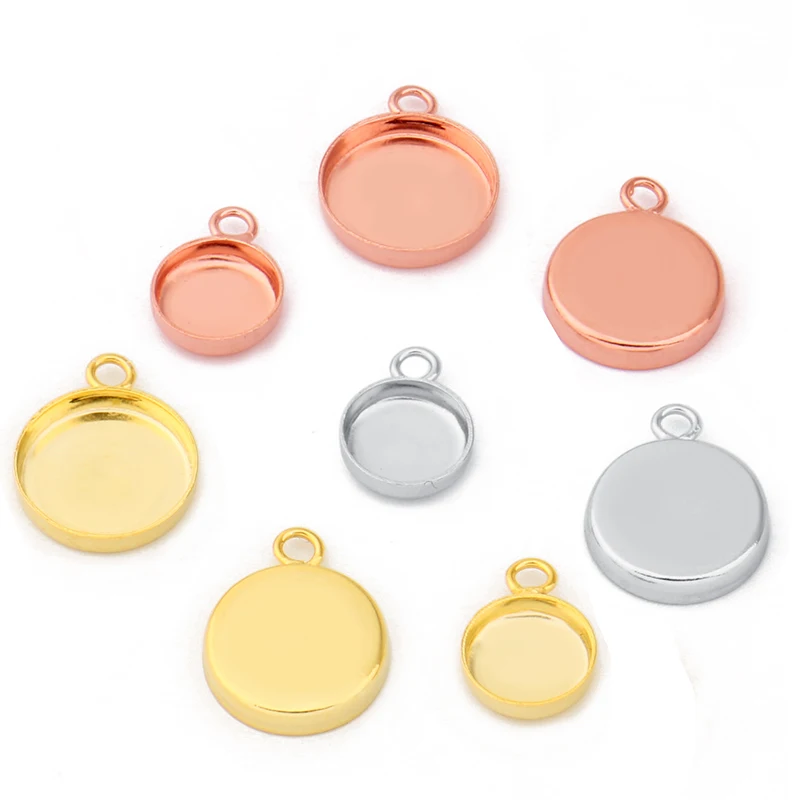 4pcs 925 Sterling Silver Pendant Bracelet Cabochon Blank Base Fit 6mm 8mm DIY Jewelry Making Accessories Findings Components