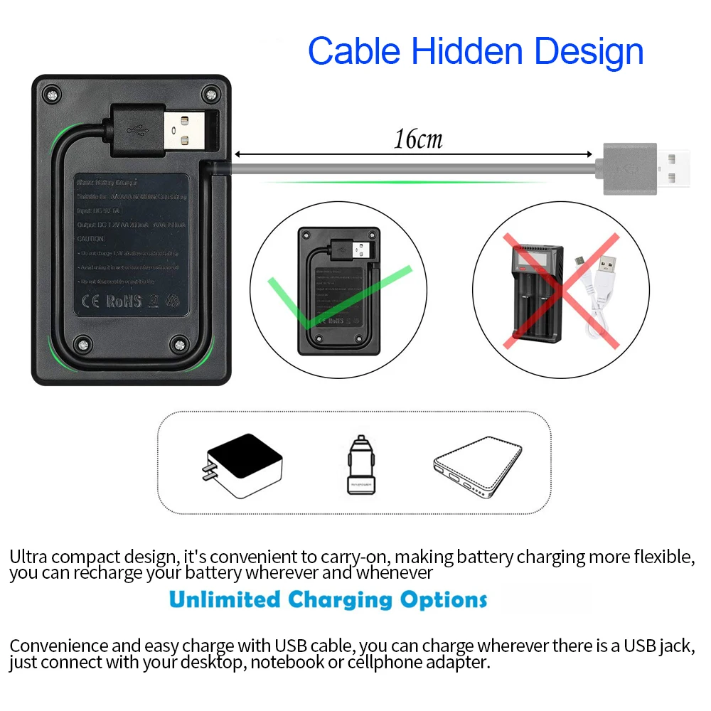 Зарядное устройство PALO для аккумуляторных батарей 1 2 В 4 слота USB Ni-MH Ni-Cd AA AAA |