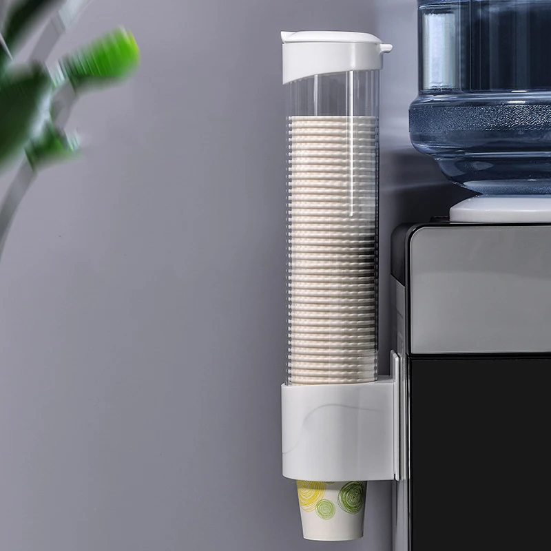 

70 Cups Paper Cup Dispenser Plastic Cups Holder Disposable Automatic Holder Dustproof Free Punching Paper Cup Rack Promotion