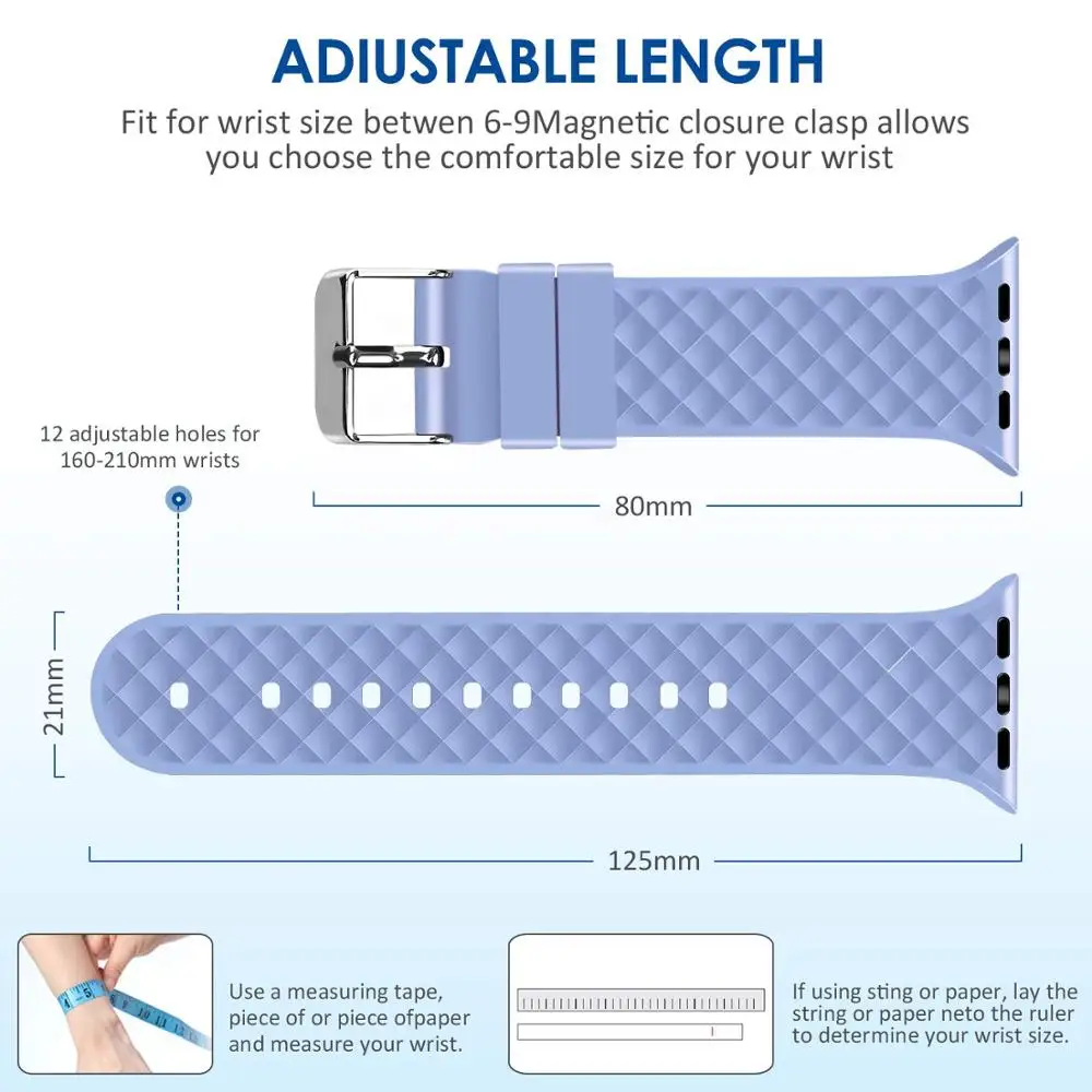 

Silicone Strap For Apple watch band 5 44mm 40mm iwatch band 42mm 38mm watchband bracelet Apple watch 5 4 3 2 1 diamond pattern