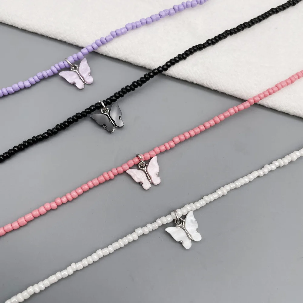 Ожерелье с подвеской в виде бабочки для женщин и девушек ожерелье из бусин стиле