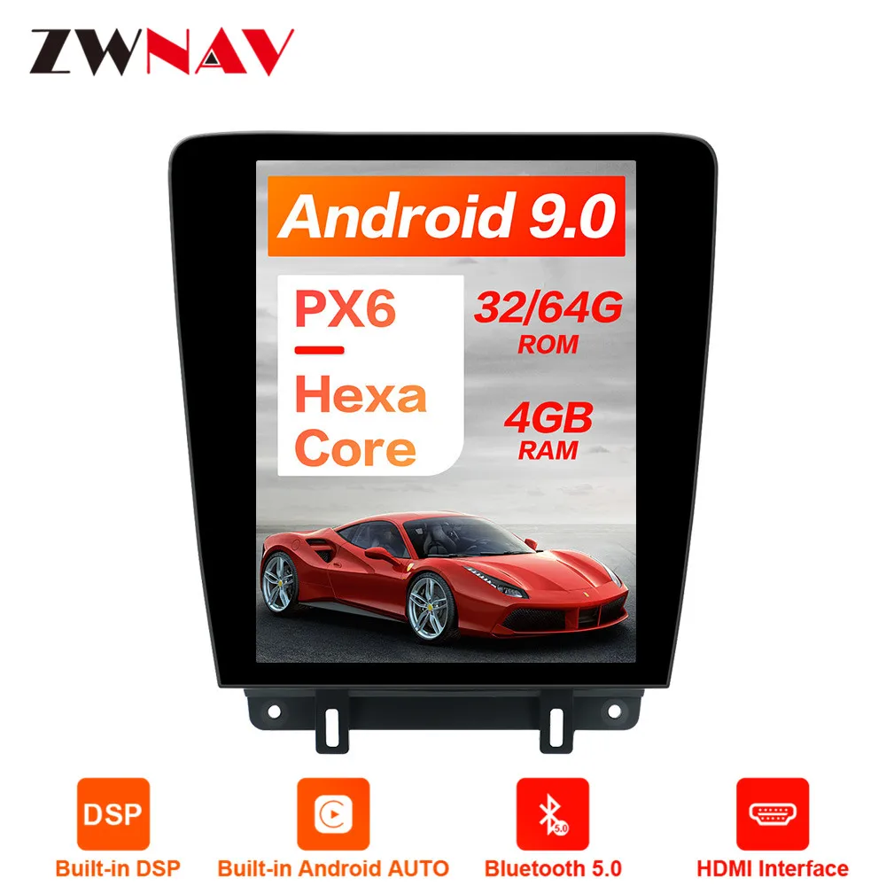 PX6 4GB ram Tesla style Android 9,0 автомобильный gps-навигатор для Ford Mustang 2010- головное устройство мультимедиа Авто магнитола
