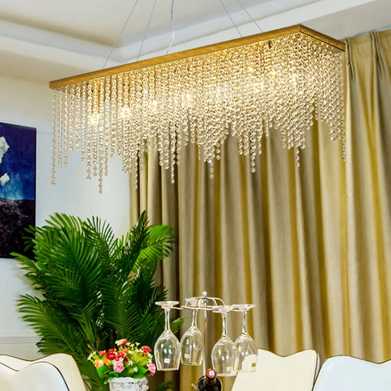 Современные хрустальные светильники для ресторанов прямоугольные светодиодные