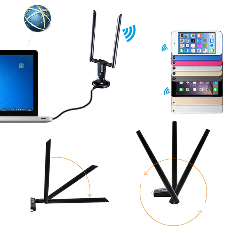 1200 Мбит/с AC1200 двухдиапазонный 5 ГГц беспроводной USB 3 0 WiFi адаптер | Компьютеры и