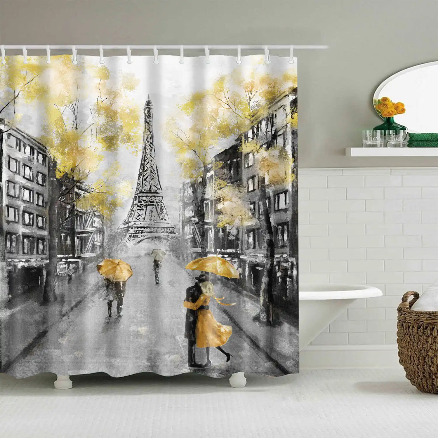 

Sky Print Shower Curtain 4 Piece Carpet Cover Toilet Cover Bath Mat Pad Set Bathroom Curtain with 12 Hooks dropshipping