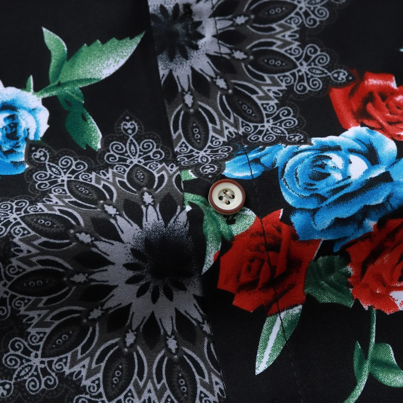 

2021 autumn Mens Floral Shirts Fashion Casual Shirt Men Large Size 7xl Shirt Blue Black camisa masculina