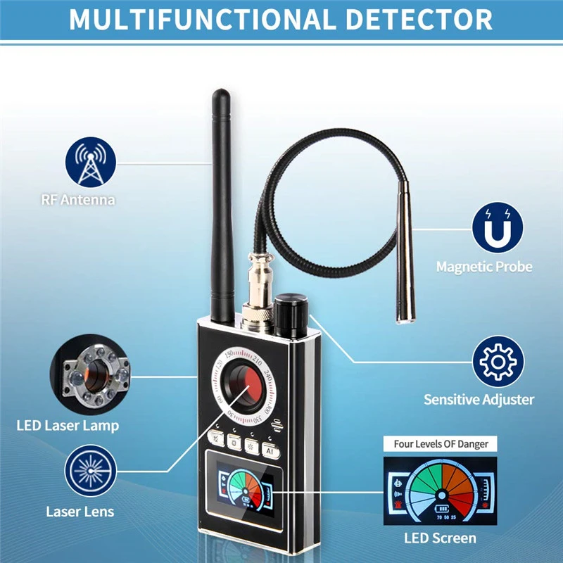 

1MHz-8000MHz K88 AI Anti-spy Detector Hidden Camera GSM Audio Bug Finder LCD GPS Signal lens RF Tracker Detect Wireless Products