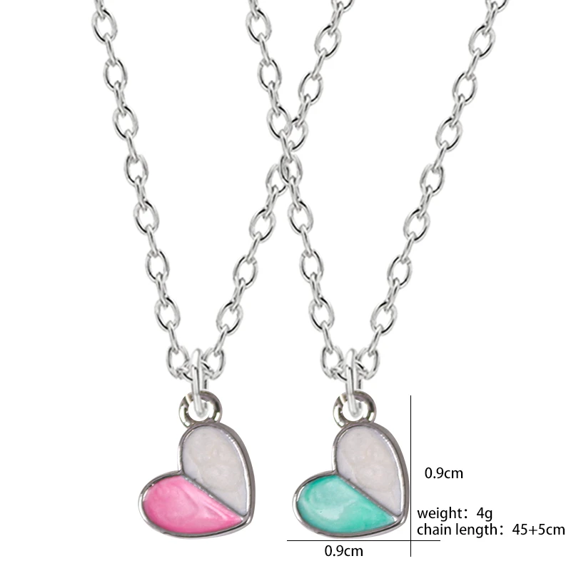 

2020 New Bohemian Necklaces For Women Blue Pink Couple Choker Heart-shaped Pendant Fashion Jewelry Gift Sell Well