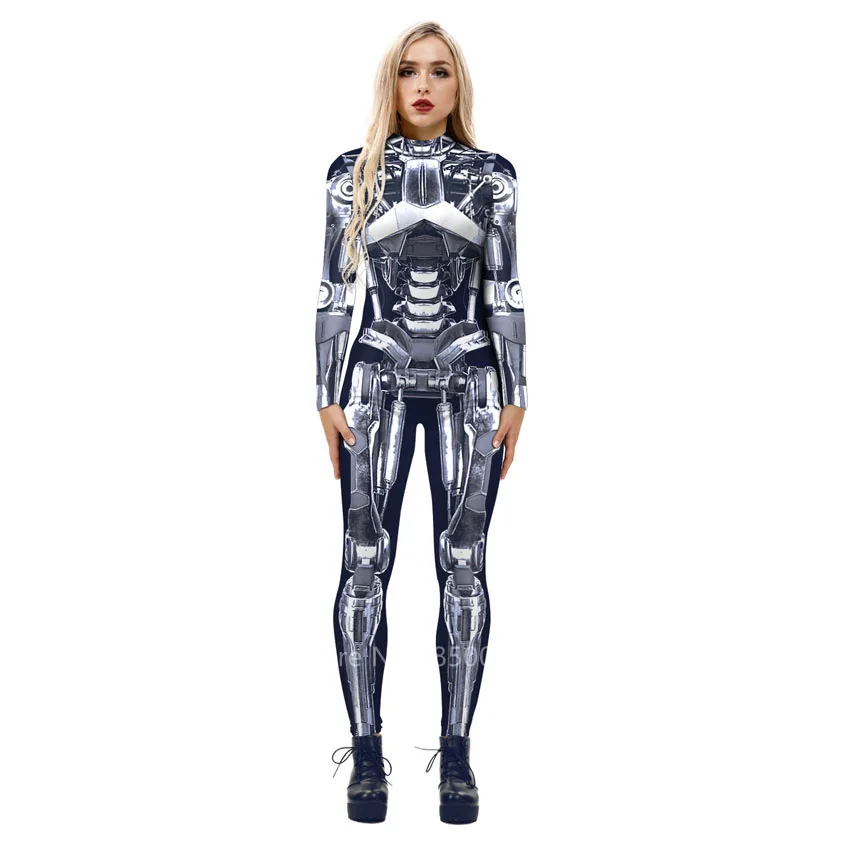 Futuristic Technology Halloween Cosplay Costume Women Men 3D Print Gear Punk Robot Autobot Jumpsuit Carnival Onesies Outfits images - 6