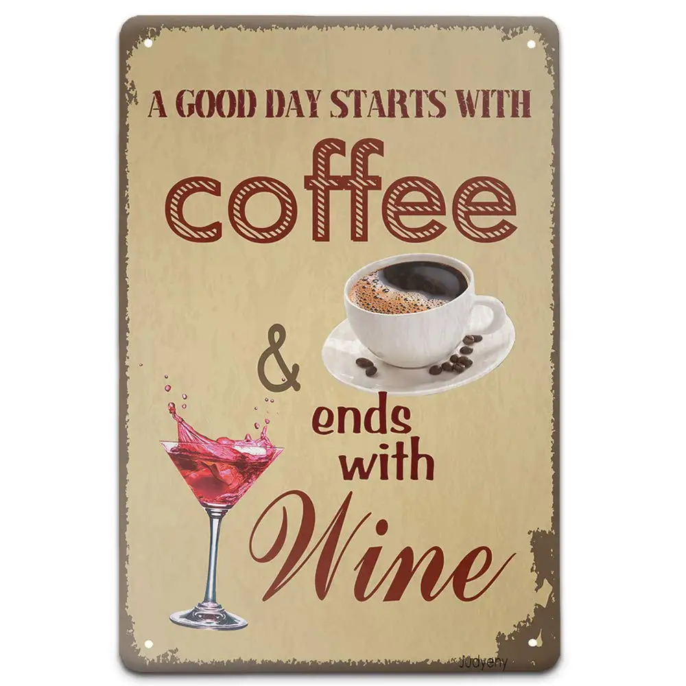 

Retro Metal Sign Vintage Tin Sign A Good Day Starts with Coffee Sign for Plaque Poster Cafe Wall Art Sign Gift 12 X 8 INCH