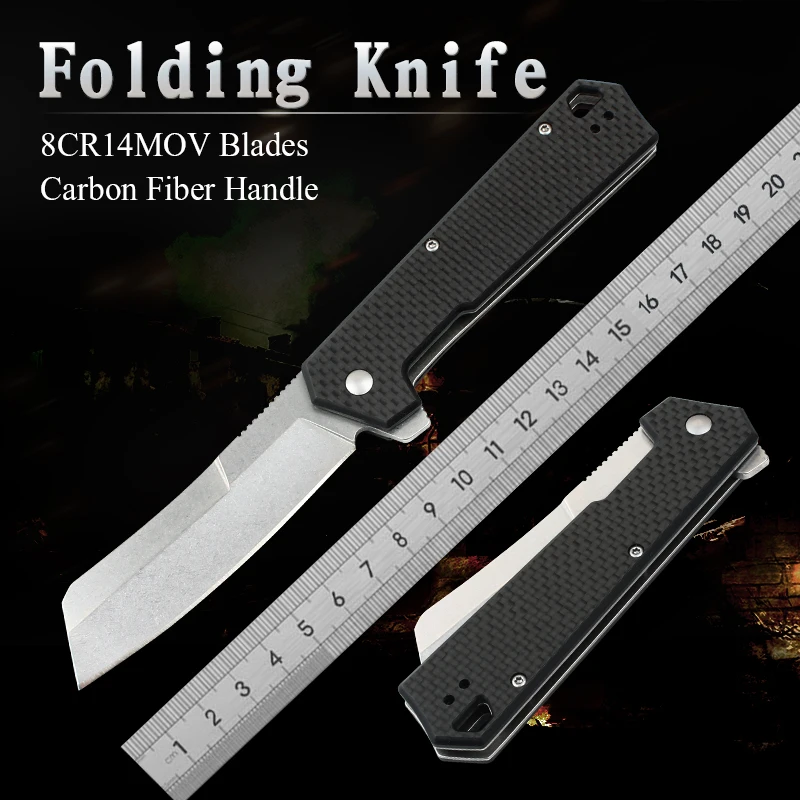 

1372 Tactical Folding Knife Carbon Fiber Handle Blades 8cr13mov Outdoor Rescue Knife Army Combat Camping Travel Multi Knives
